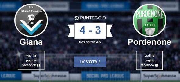 SOCIAL PRO LEAGUE, QUARTI DI FINALE CON LA GIANA: SI VOTA FINO  A STASERA ALLE 23.59 