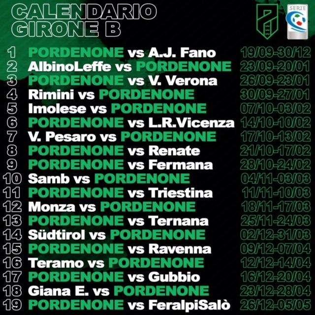 Serie C 2018/19: ufficializzati i calendari; Ramarri col Fano alla prima