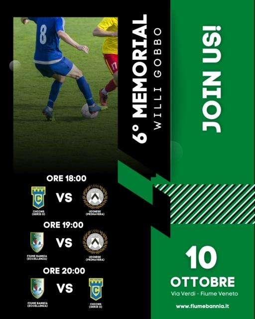 Memorial Willy Gobbo, martedi 10 ottobre al via la 6° edizione