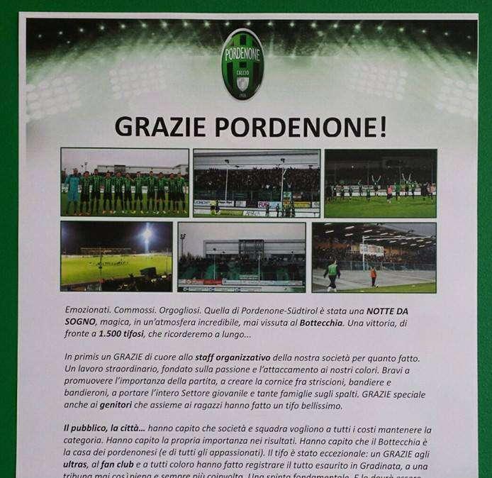 Locandine in città per dire..."Grazie Pordenone"