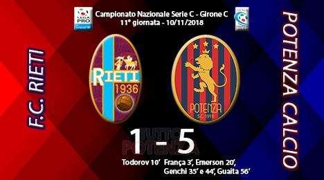 Rieti-Potenza 1-5, il tabellino del match