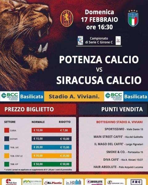 APERTURA VENDITA BIGLIETTI POTENZA-SIRACUSA