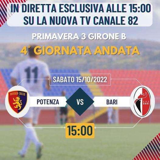 Primavera 3, Potenza-Bari in diretta ed in esclusiva su La Nuova Tv