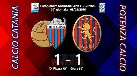 Catania-Potenza: 1-1, il tabellino del match
