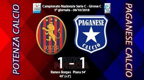 Potenza-Paganese: 1-1, il tabellino del match