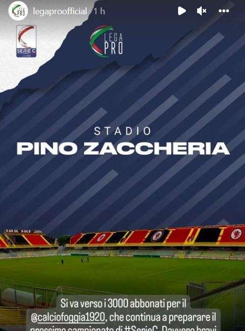 La Lega Pro si complimenta con il Foggia su Instagram, ecco perchè