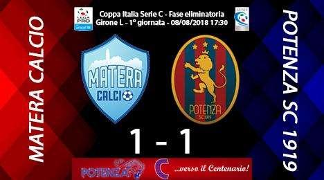 Matera-Potenza 1-1: il tabellino del match