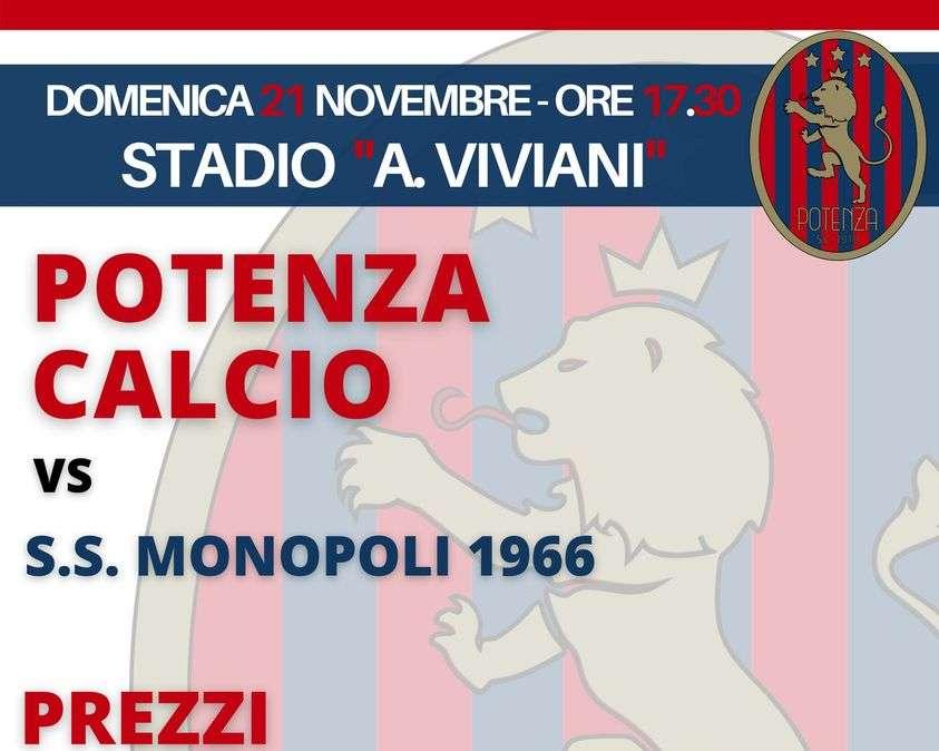 Potenza-Monopoli, parte la prevendita dei biglietti per il match di domenica