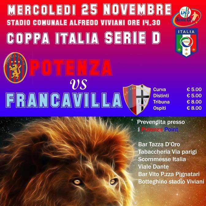 Ecco le info biglietti per il match di Coppa Italia con il Francavilla Sul Sinni.