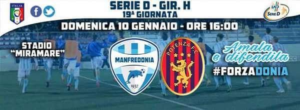 Potenza-Manfredonia non si giocherà alle 14 e 30 ma alle...