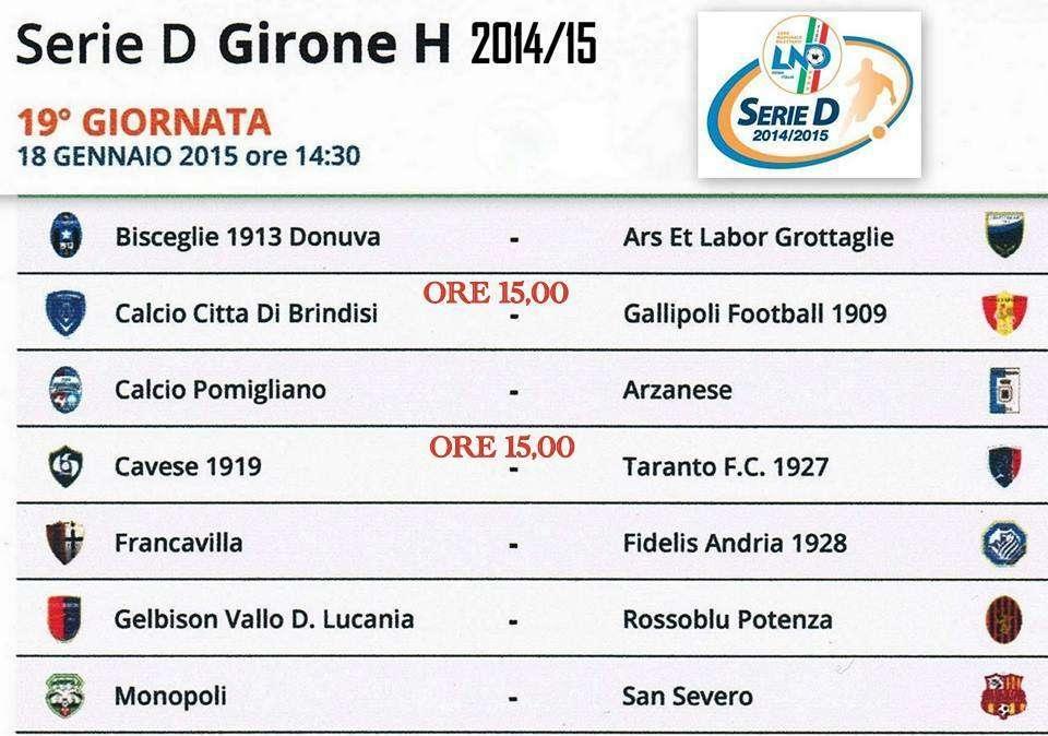 Tutti i risultati del 19° turno del girone H
