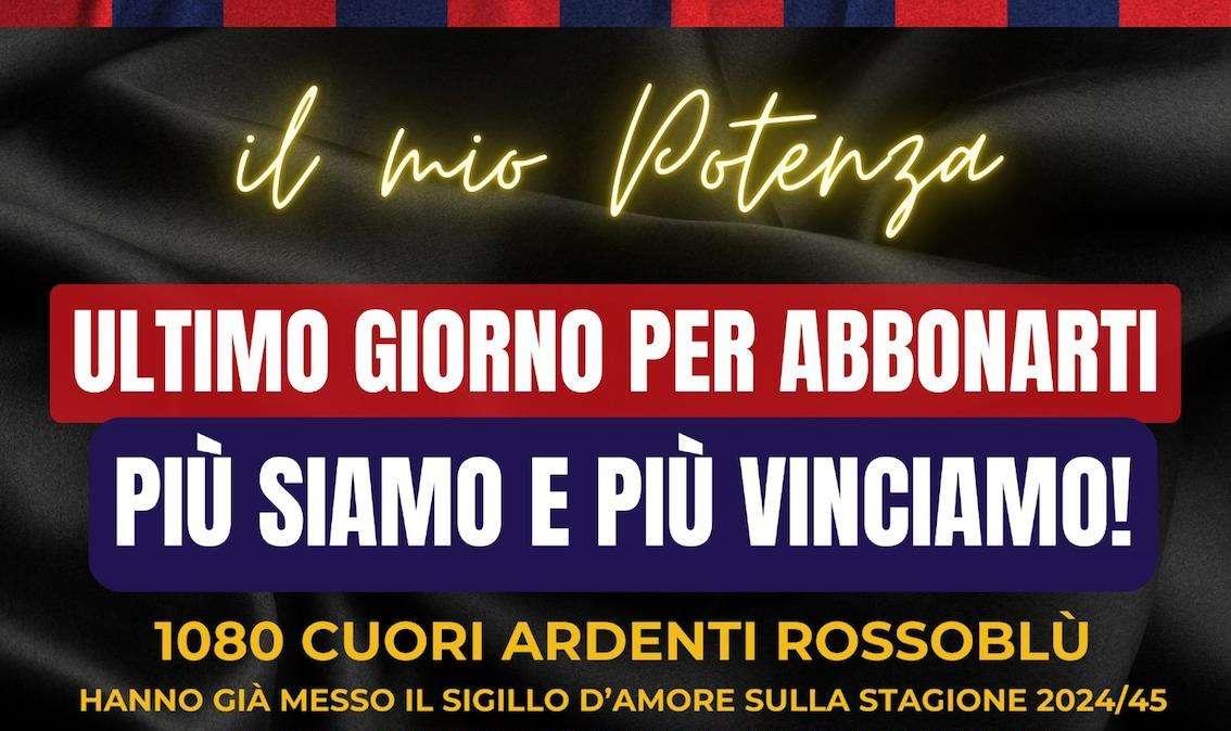 Potenza Calcio, sfondata quota 1.000 abbonati oggi è l'ultimo giorno per sottoscrivere la tessera