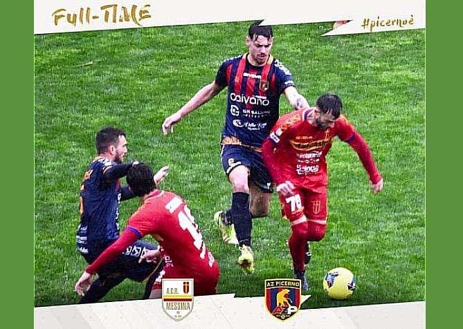 Al Picerno non riesce l'impresa, a Messina si fa rimontare il doppio vantaggio