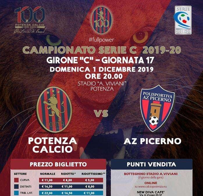 Potenza-Picerno, da domani la prevendita dei biglietti