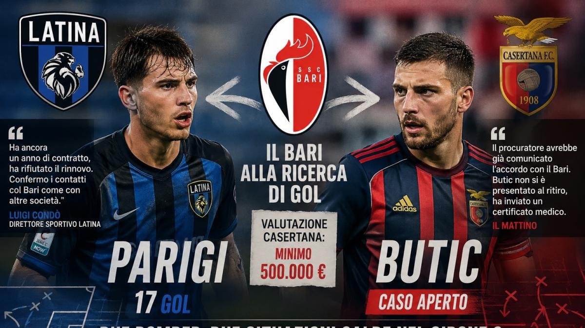 Il Bari agita il mercato: Latina e Casertana alle prese con i casi Parigi e Butic