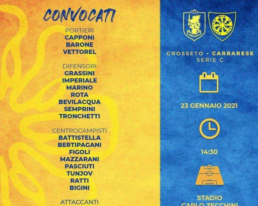 La Carrarese non convoca l'attaccante Infantino per il match di Grosseto