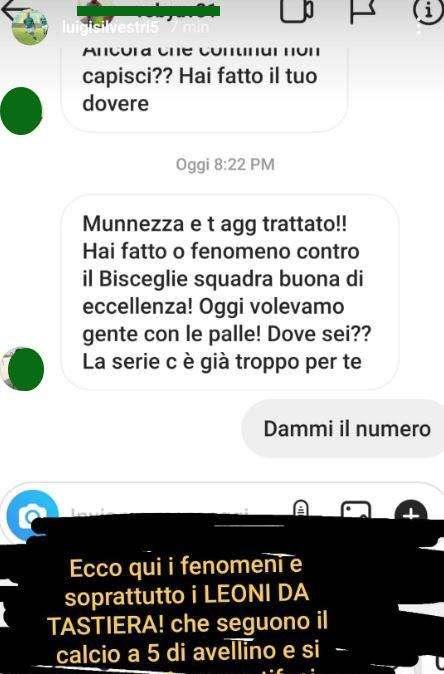 Incidente social per l'ex difensore del Potenza Silvestri con il calciatore che litiga con un tifoso su Instagram