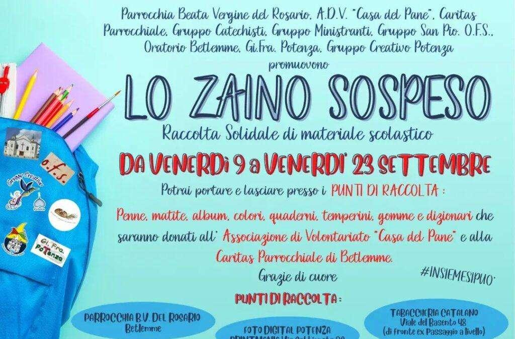 Caro scuola, a Potenza nasce l’iniziativa “Zaino Sospeso”