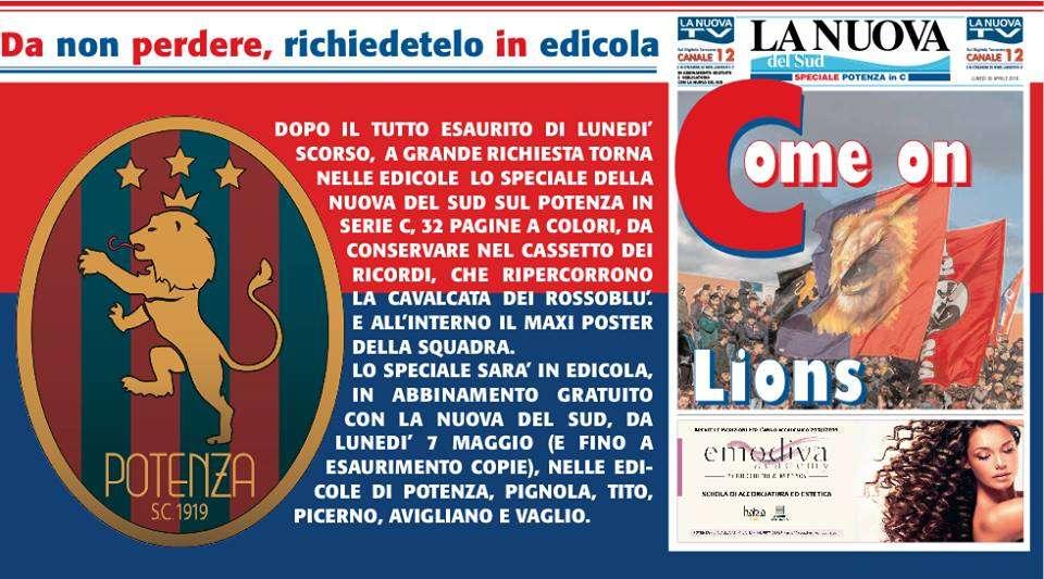 Da oggi a grande richiesta torna in edicola lo speciale de La Nuova del Sud sul Potenza in serie C!