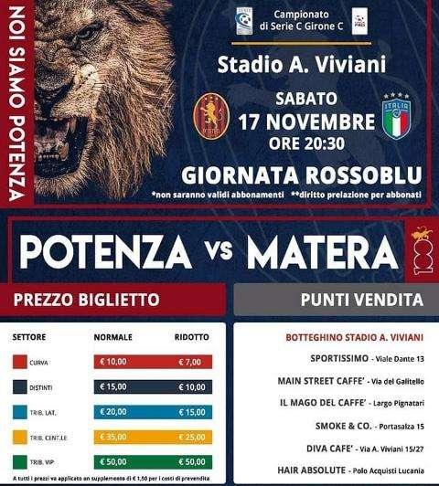 BIGLIETTI DISPONIBILI PER POTENZA-MATERA...