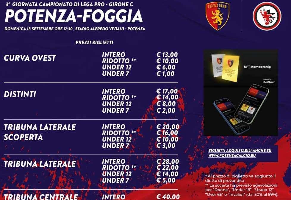 Potenza-Foggia, partita la prevendita. Tutte le info
