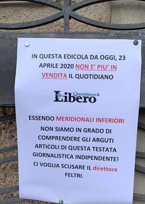 Caso Feltri, molte edicole del sud Italia non vogliono più vendere il quotidiano Libero.