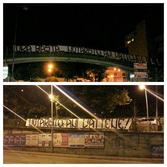 Striscioni contro la società.