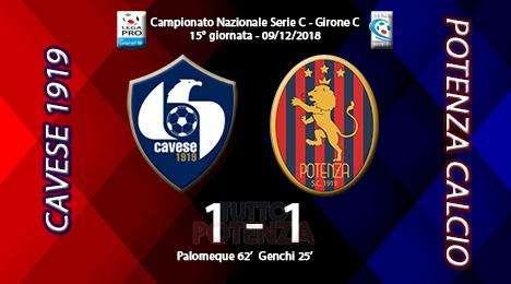 Cavese-Potenza: 1-1, il tabellino del match