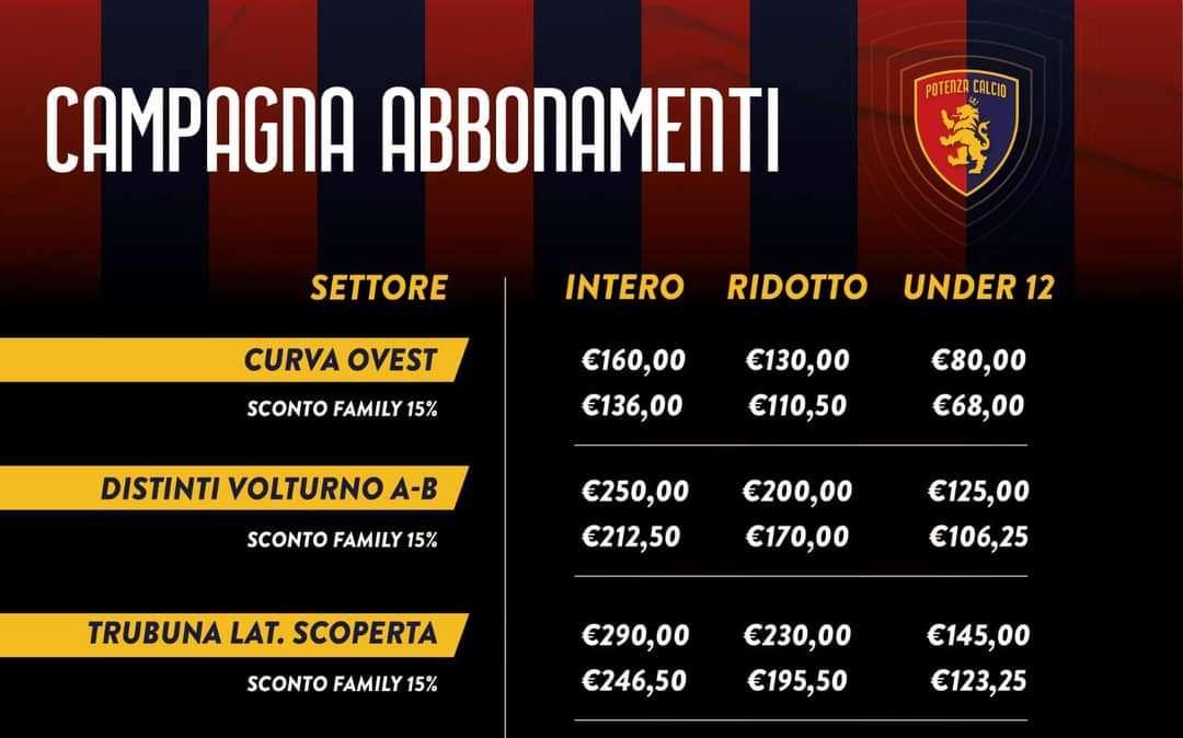 Prosegue la campagna abbonamenti del Potenza