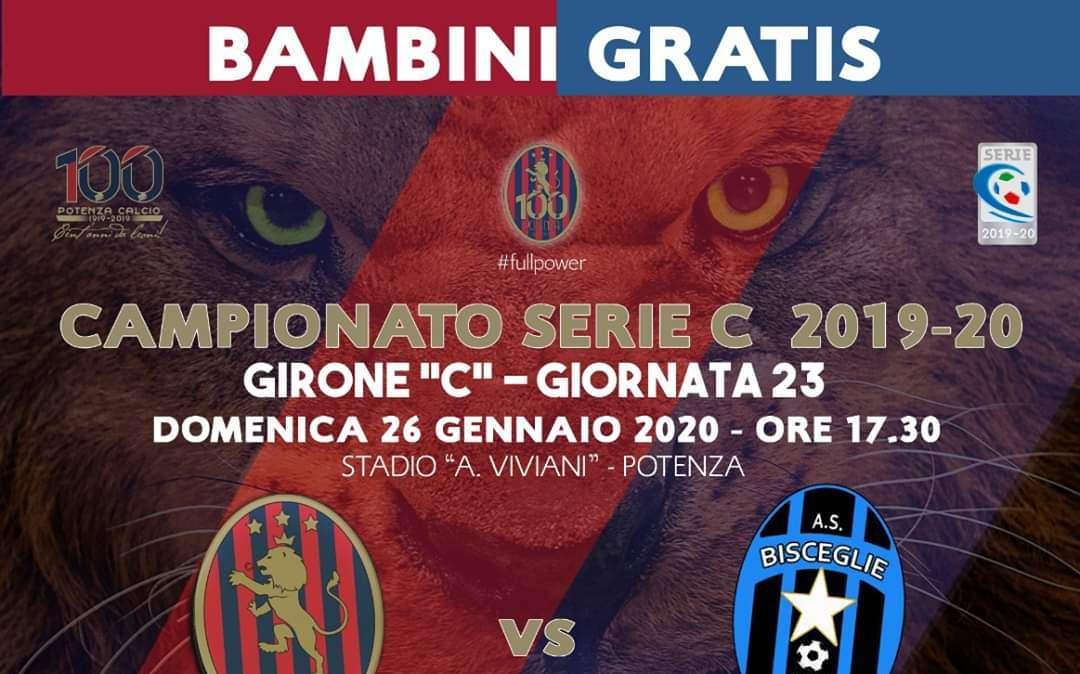 Per Potenza-Bisceglie i bambini sotto i 10 anni entreranno gratis