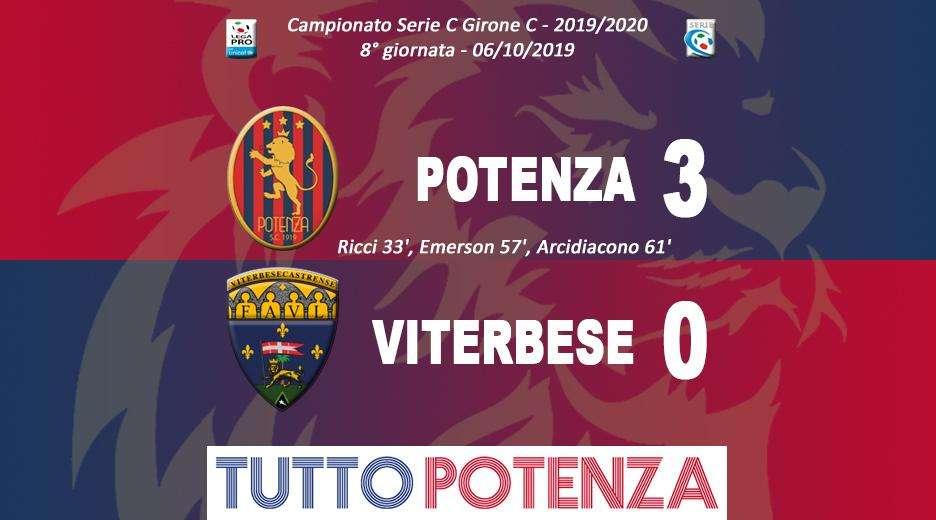 Potenza-Viterbese 3-0, il tabellino del match