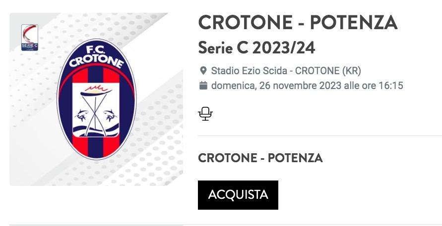 Si concluderà sabato alle 19 la prevendita per il settore ospiti dello Scida di Crotone