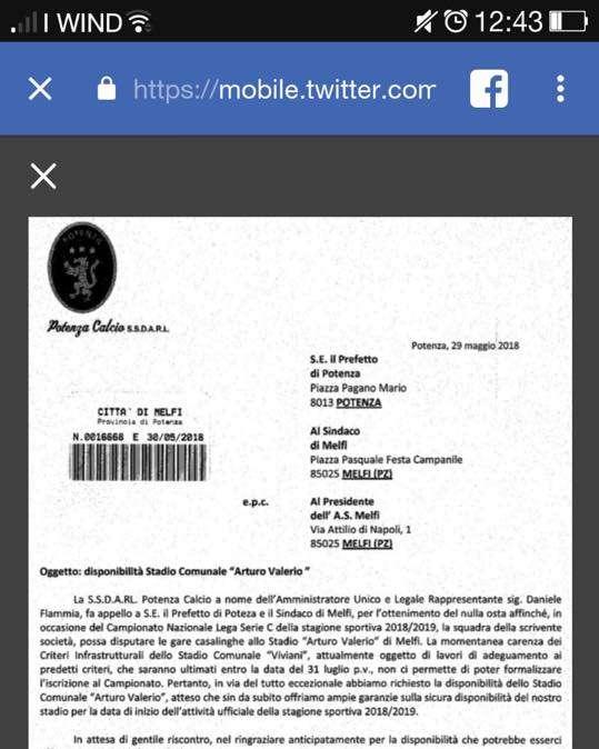 Il Potenza ha scelto il suo eventuale "Campo B"...
