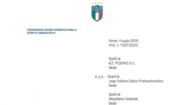 Anche per il Picerno arriva l'ok dalla Covisoc