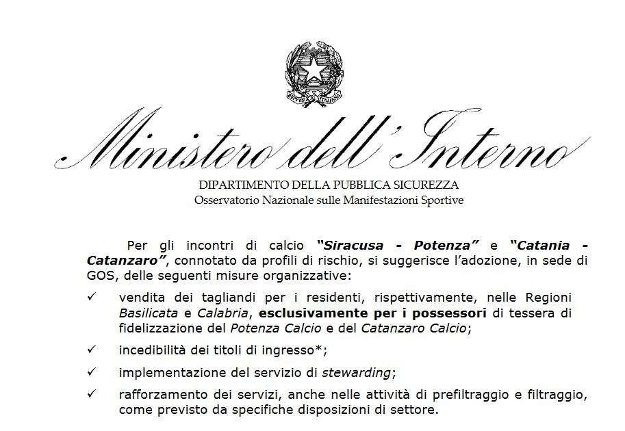 A Siracusa solo con la tessera del tifoso...