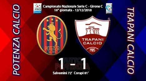 Potenza-Trapani: 1-1, il tabellino del match