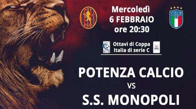 Aperta la prevendita per la gara di Coppa Italia tra Potenza e Monopoli 