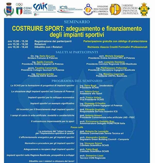 Domani seminario sull'impiantistica sportiva 