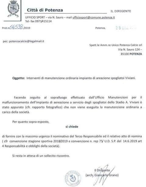 Comunicato della società sulla manutenzione degli impianti tecnologici