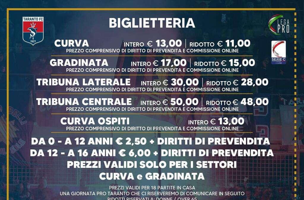 Taranto-Potenza, domani parte la prevendita dei biglietti per la sfida dello "Iacovone"