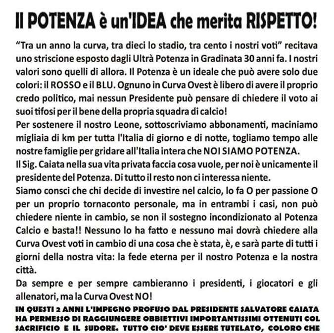 IL POTENZA E' UN'IDEA CHE MERITA RISPETTO!