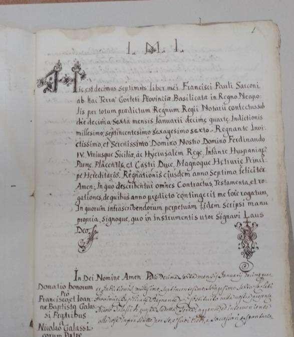 I CARABINIERI TPC RESTITUISCONO ALL’ARCHIVIO DI STATO DI POTENZA UN PROTOCOLLO NOTARILE MANOSCRITTO DEL 1766