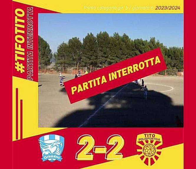 Prima Categoria Lucana, grave episodio a Grassano, interrotta la partita tra locali e Polisportiva Tito