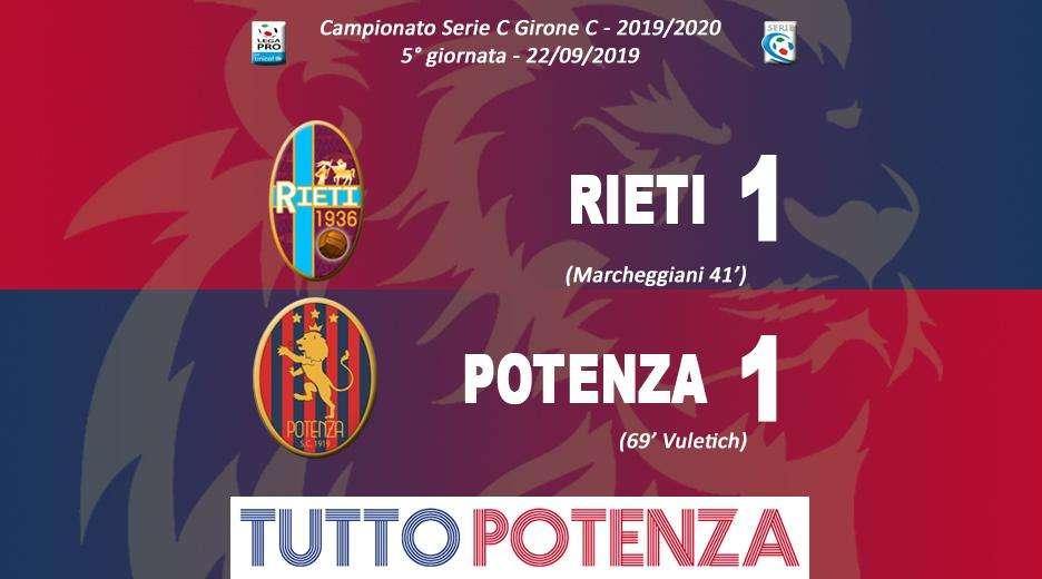Rieti-Potenza 1-1, il tabellino del match