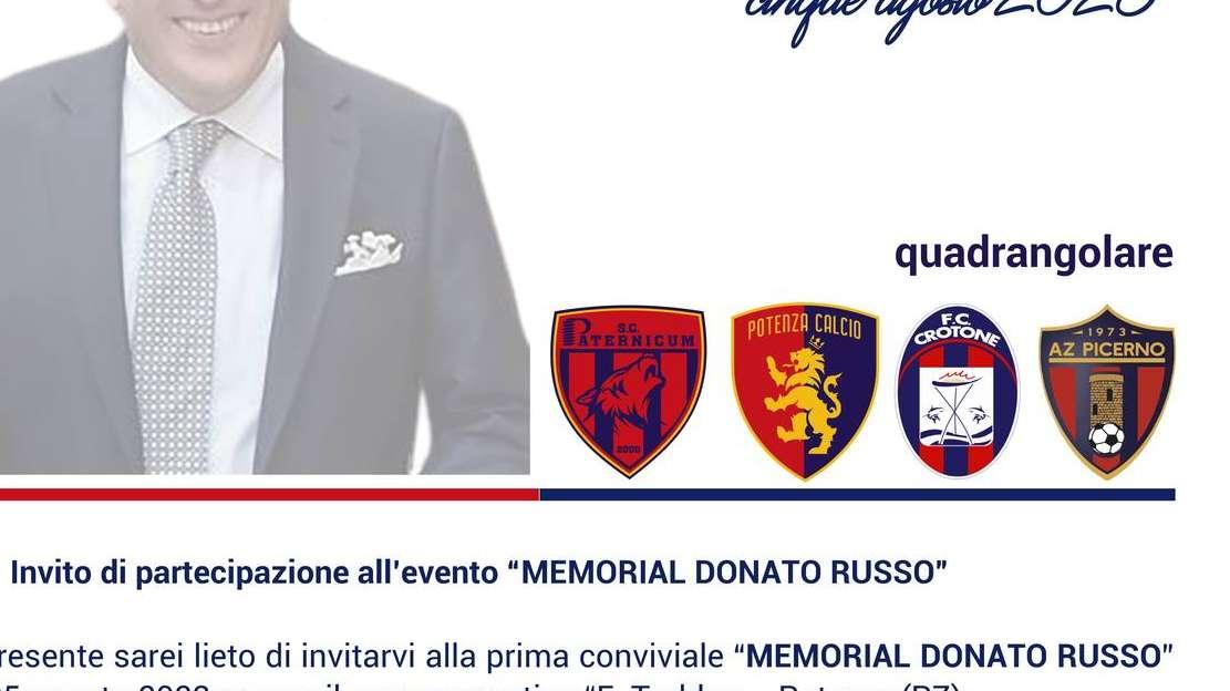 Il 5 agosto il Memorial Donato Russo con Paternicum, Potenza, Crotone e Picerno