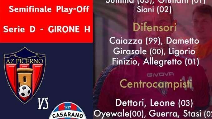 Serie D, parte l'avventura Play Off per il Picerno, i convocati per la gara con il Casarano