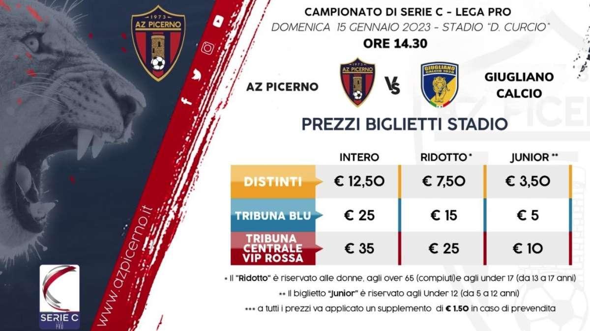 Picerno-Giugliano, parte la prevendita