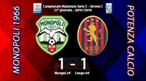 Monopoli-Potenza 1-1, il tabellino del match
