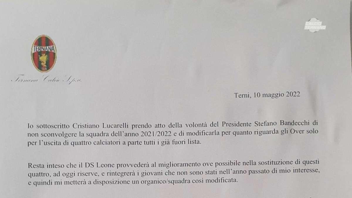 Ternana, Cristiano Lucarelli firma la lettera di intenti con il club umbro