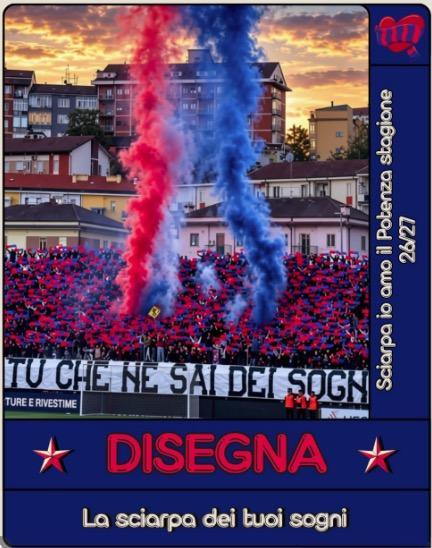 Io Amo il Potenza, la sciarpa rossoblù la disegnano i tifosi: al via l’iniziativa per la stagione 2026/27